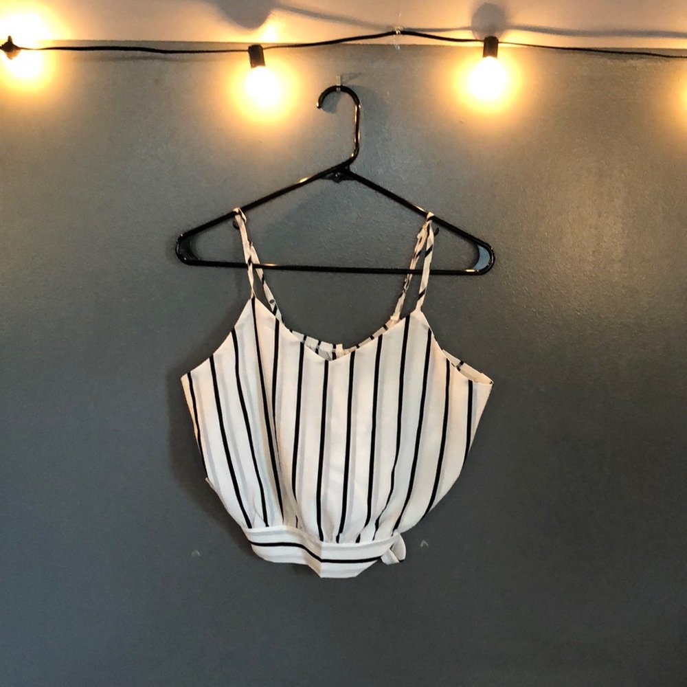 NWOT Striped Crop Top with tie back